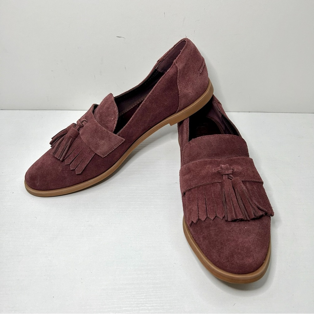 Franco Sarto Maroon Suede Leather Tassel Loafer Size 7